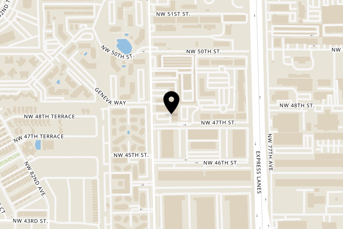 Map showing the location of Saman on 4709 NW 79th Ave in Doral